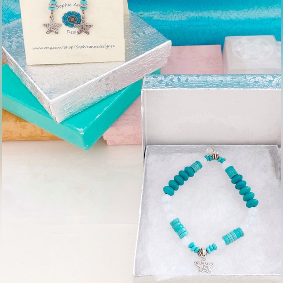 "Just for You" Turquoise Howlite Set - Picture 2 of 7